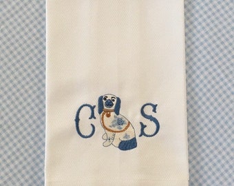 Staffordshire dog guest towel chinoiserie