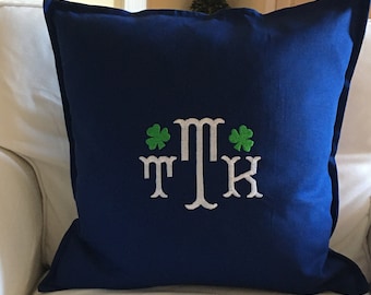 Monogrammed Shamrock Pillow