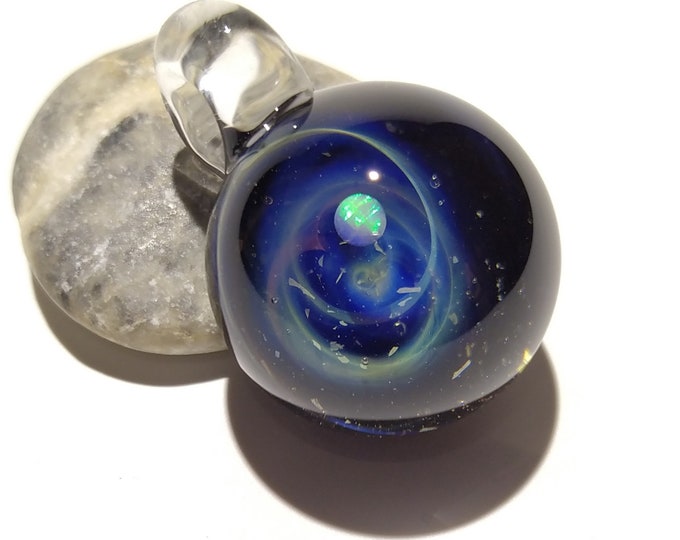 NEW! Blown Glass Pendant -Infinite Stars -Opal -Space -Neurology Gift -Trending Art -Science Jewelry -Best Seller -Necklace -Neuroscience