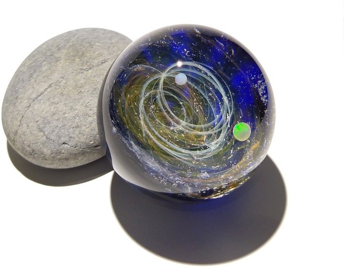 Paperweight/Marble - Black Opal - Glass Art - Galaxy - Universe - Blown Glass - Decor - Handmade Gift - One Of A Kind - Artist Signed