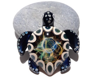 Blown Glass Turtle - Earthy Turtle Pendant - Glass Art - Sea Turtle - Handmade - Unique Jewelry - Cute - Turtle Necklace - Great Gift Ideas