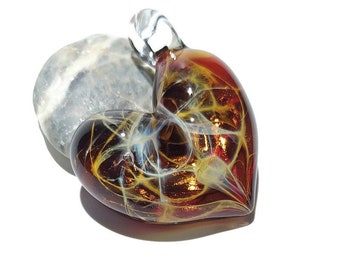 Christmas Glass Heart - Garnet Red - Heart Pendant - Gift for Her - Glass Jewelry - Glass Art - Blown Glass - Heart Charm - Love -Friendship
