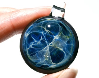 Earth Energy Pendant - Glass Art - Handmade Pendant - Borosilicate - Blown Glass Jewelry - Detailed Silver Work - Designer Glass jewelry