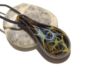 Glass Pendant - Dessert Raindrop Pendant - Glass Art - Unique Bead - Blown Glass Jewelry - Glass Necklace - Boro Pendant - Universe Filament