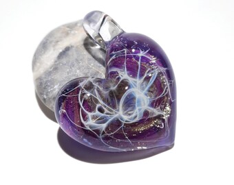 Glass Heart - Deep Space Heart Pendant - Glass Jewelry - Glass Art - Heart Pendant - Blown Glass - Heart Charm - Unique Bead