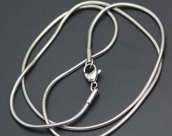 1.2mm Stainless Steel Snake/Rope Chain, High Quality 316 Stainless, Womens Chain, Chain for Glass Jewelry, hypoallergenic, Tarnish Free