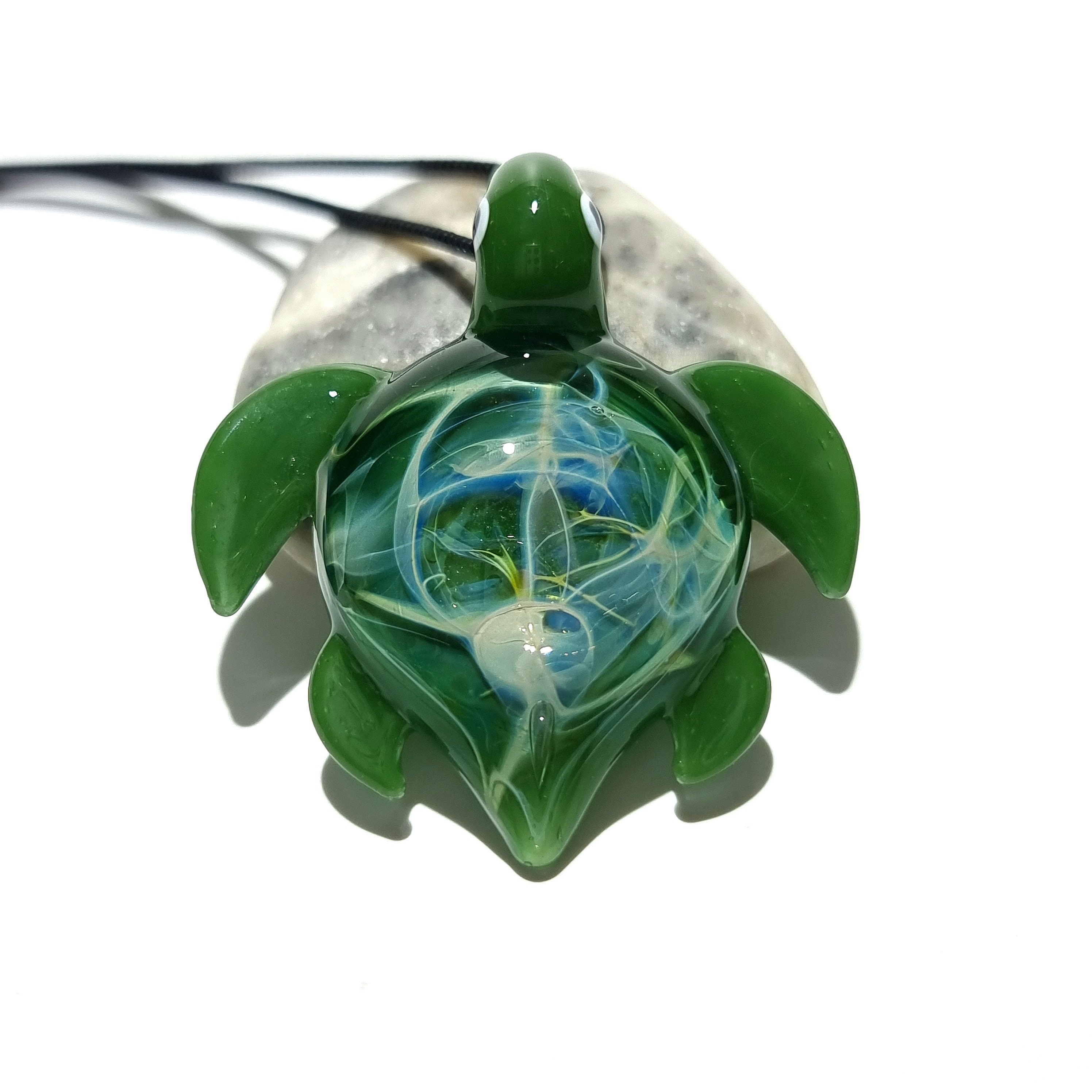 Ultra Small Turtle Pendant - Moss Green - Sea Turtle - Heady Glass -  Handmade Blown Glass Jewelry - Turtle Gift - Borosilicate - Artwork