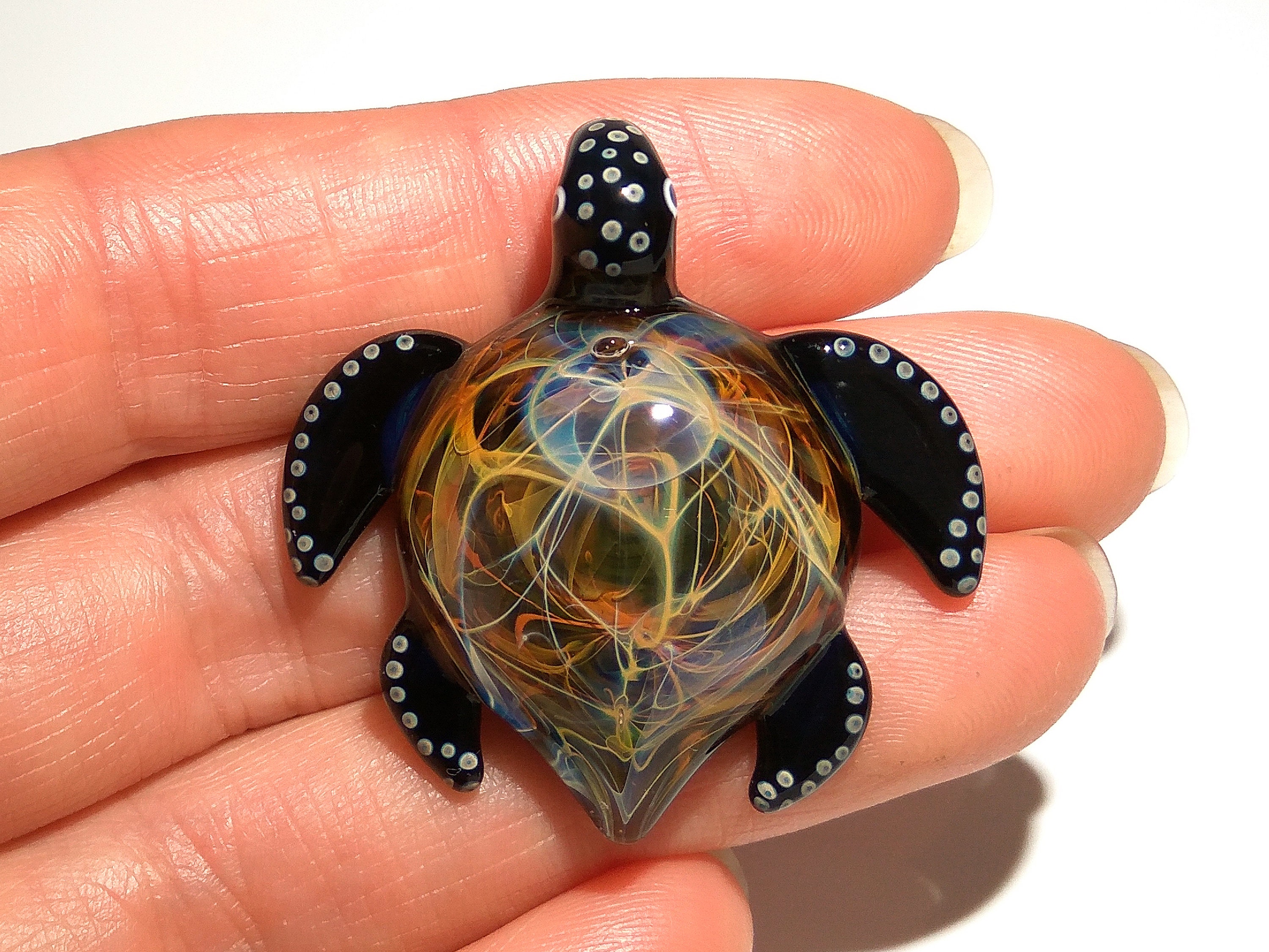 Blown Glass Turtle - Earthy Turtle Pendant - Glass Art ...