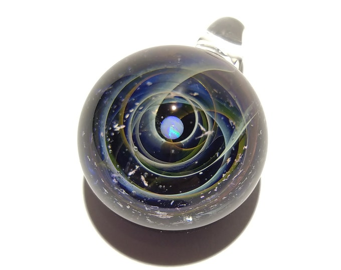 NEW! Blown Glass Pendant - Dark Opal Planet - Space -Neurology Gift - Trending Art - Science Jewelry - Best Seller - Necklace -Neuroscience