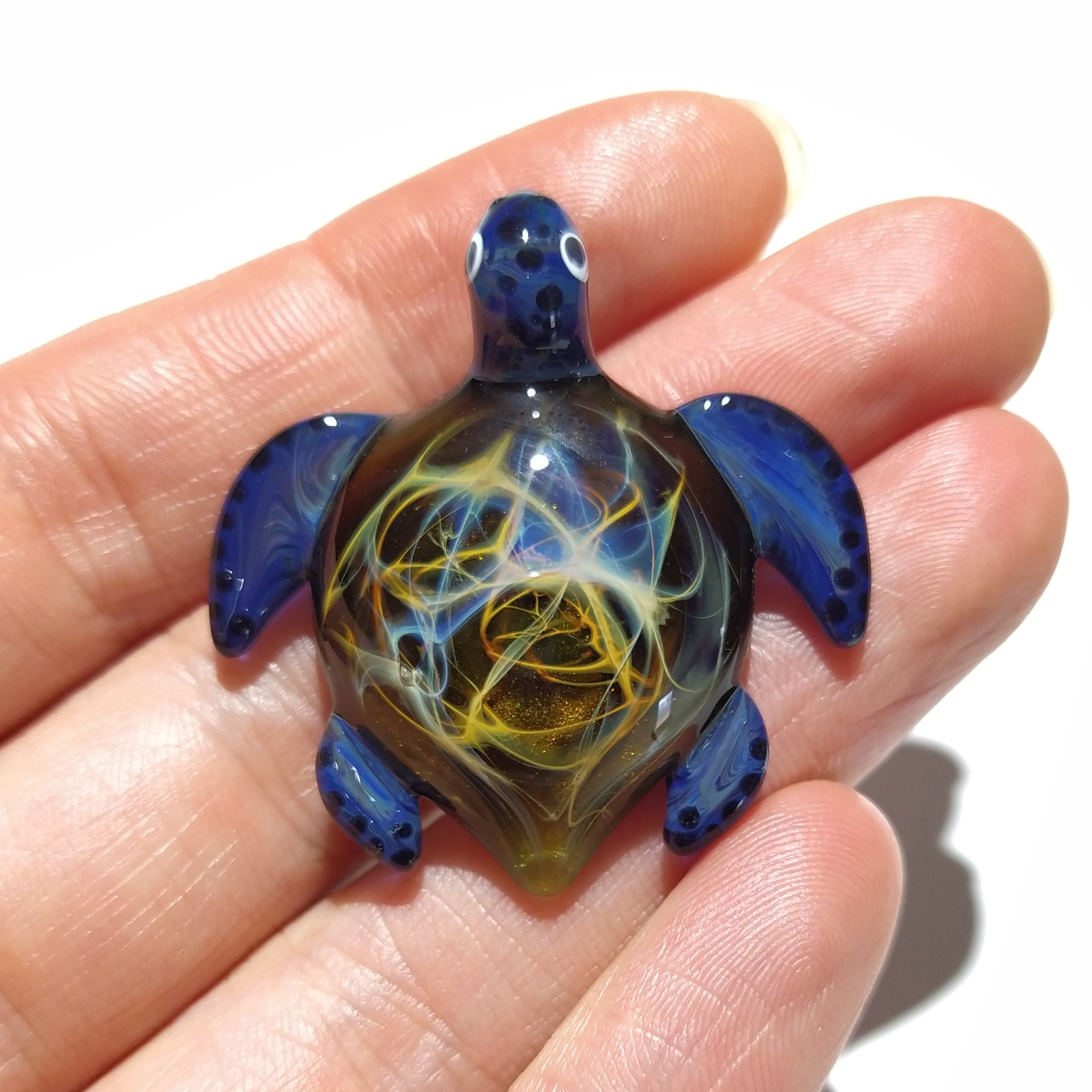 Blown Glass Turtle - Earthy Turtle Pendant - Glass Art - Sea Turtle - Handmade - Unique Jewelry
