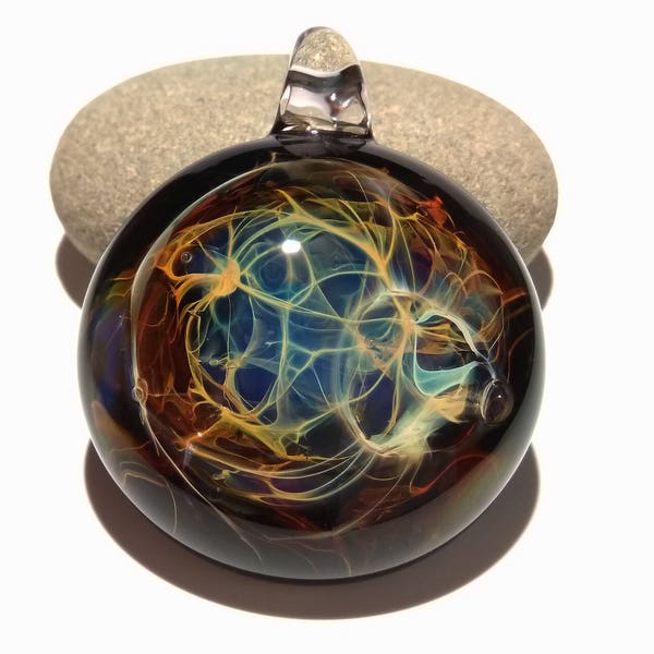 Web Of Life Pendant - Glass Art Pendant - Borosilicate - Blown glass jewelry made with pure silver - Free Shipping!