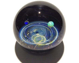 NEW! Paperweight -Glass Art -Bright Star Opal -Galaxy -Universe -Blown Glass -Home Decor -Handmade Gift -Borosilicate -Gift for Him -Science