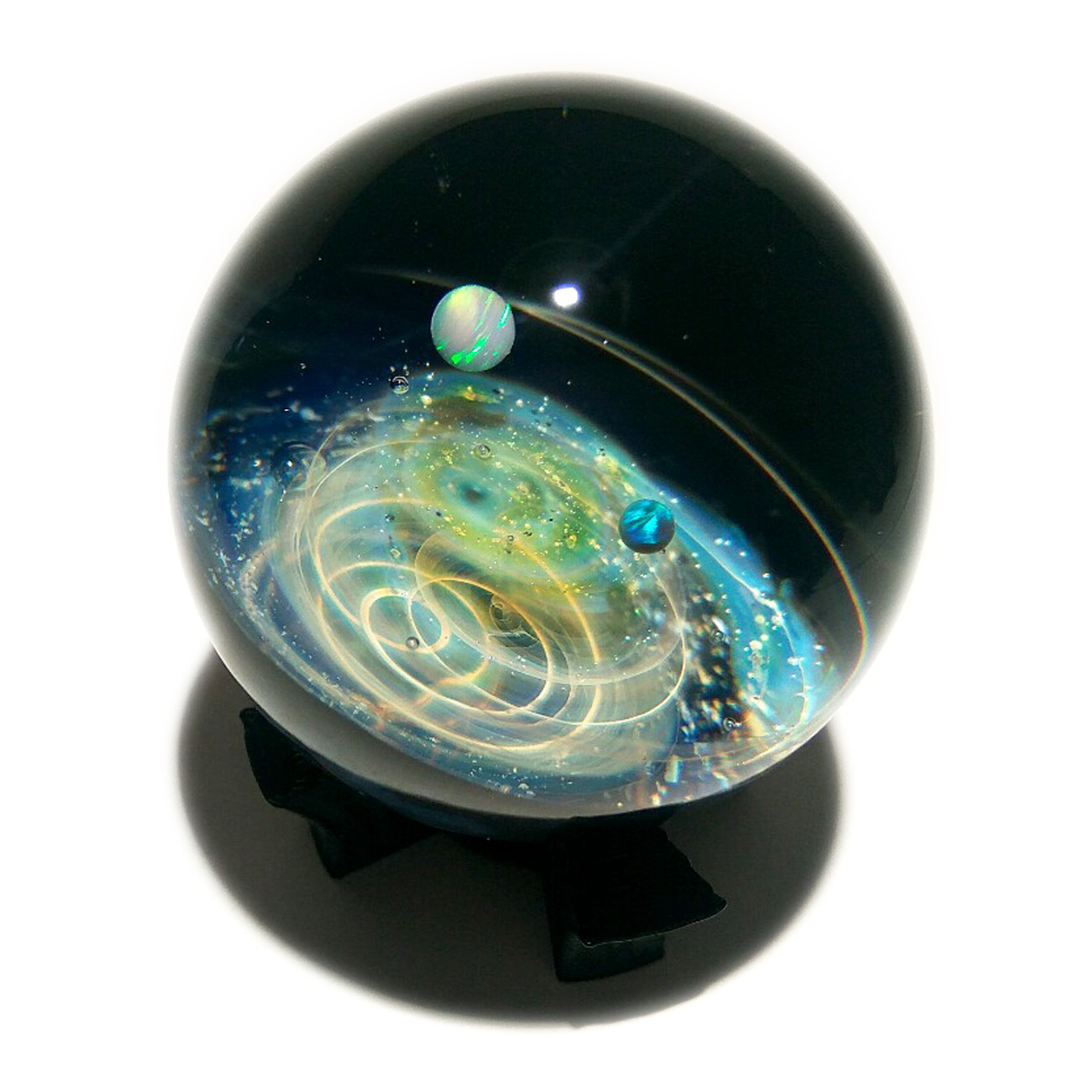 Paperweight Glass Art Blue Solar System Galaxy