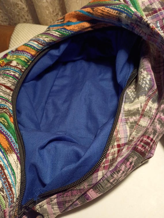 Large Handmade Crochet/Fabric Patchwork/Silver/Go… - image 6