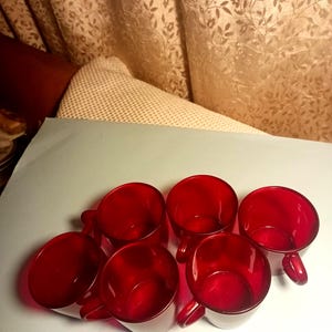 IKEV or IKEA? | Set of 6 Mini Ruby Red Glass ESPRESSO Coffee Cups/Shot Glasses | 4 Fl Oz
