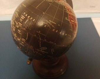 Desk/Table Top Brown/Black World Rotating Globe on a METAL STAND (8" TALL)