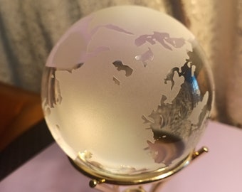 Clear/Frosted Solid Glass Earth/World/Globe CRYSTAL BALL/PAPERWEIGHT