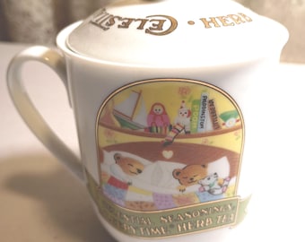 CELESTIAL SEASONING Herb tea Ceramic Bear Motif Teacup/Lid