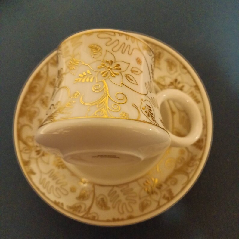 12 Pieces (SET OF 6) Porcelain White With Gold Accent ESPRESSO Cups ...