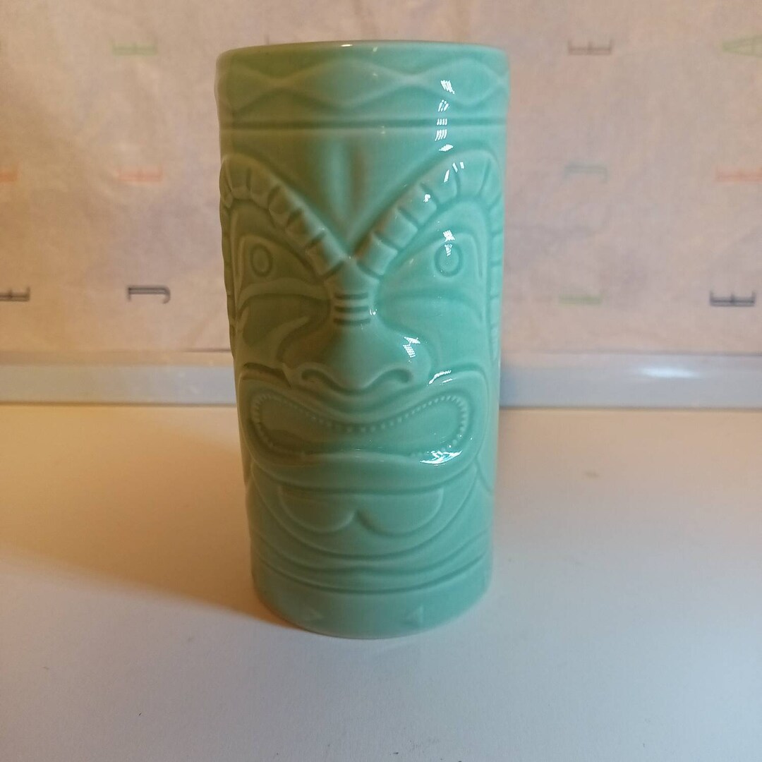 2021 Bacardi Mint Green Ceramic Tiki Mug with Embossed TIKI Etsy
