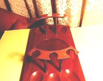 Vintage 6 Pipe Wood/Copper Holder/Stand | Unknown Maker**