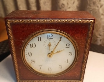 Vintage/Antique SETH THOMAS Severn Wind-Up Alarm Clock Wooden Case (Not Working)
