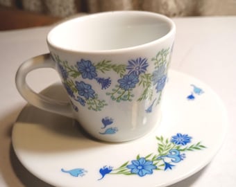 Vintage HELENIC HERITAGE Greek White Floral Tea Cup/Saucer