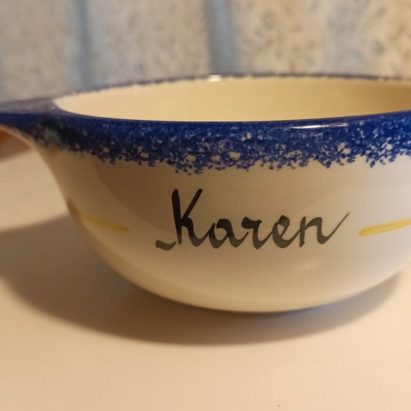 Art De Cornouaille QUIMPER bowl - Prenom Peint Main Personalized "KAREN" (Made in France)