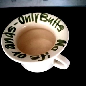 Vintage Ceramic "No Ifs or Ands - ONLY BUTTS" (Green & beige) Novelty ASHTRAY