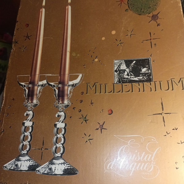 Cristal d'Arques 'Millennium" Candlesticks - Made in France - New Open Box