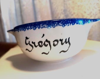 Art De Cornouaille QUIMPER bowl - Prenom Peint Main Personalized &quot;Gregory&quot; (Made in France)
