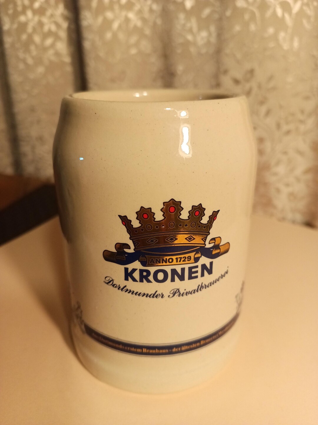 ドイツ軍＊ゼーレンツ＊クロスカントリーガラス杯（実物） Vintage Kronen Dortmund Privatbrauerei Anno 1729 Stoneware Beer