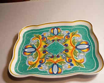 BRANDANI CITRUS Porcelain Rectangle Small (7" X 6") Multi-color Floral TRAY