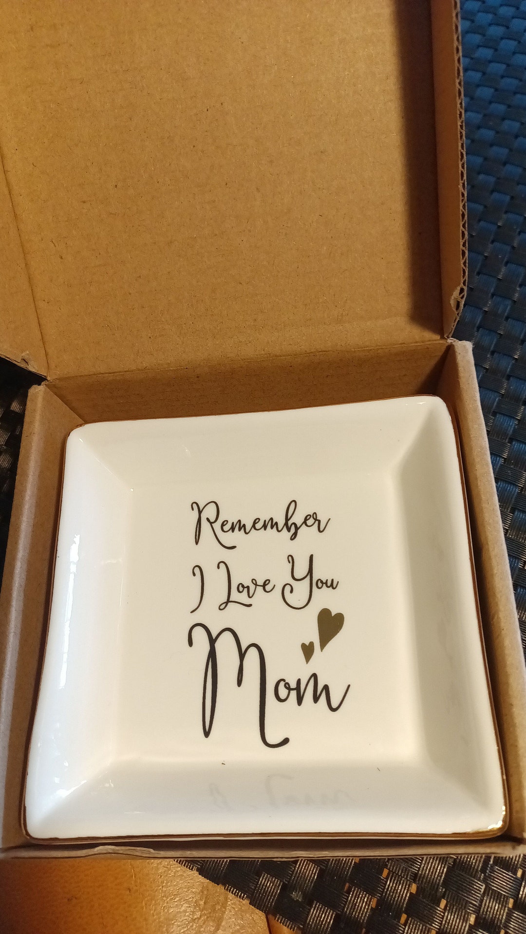 Ceramic Pin Dish Remember I LOVE YOU MOM Black/white/gold Accent Etsy
