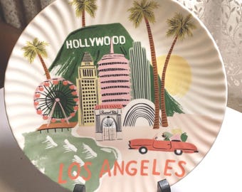 RIFLE Paper Company for ANTHROPOLOGIE Hollywood Los Angeles Motif Collectible Plate