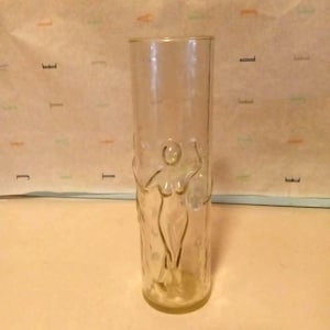 Vintage Clear Glass (3 Risque Dances) EMBOSSED VASE
