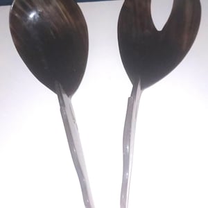 Tortoise Shell Salad FORK AND SPOON - Bird Shape Handles***