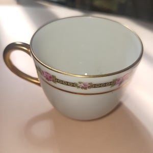 Vintage Porcelain white/Gold Accent/Floral LIMOGES Teacup (ONLY) | Made in FRANCE