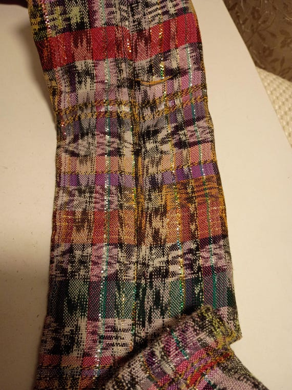 Large Handmade Crochet/Fabric Patchwork/Silver/Go… - image 4