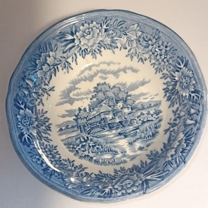 ENGLISH VILLAGE by Salem China Co Olde Staffordshire (3) Blue/White Bowls -England