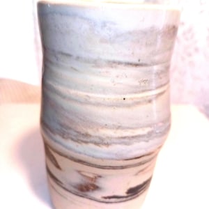 Hand Made Tube Shape with Swirls at the Waist Art Pottery PLANTER