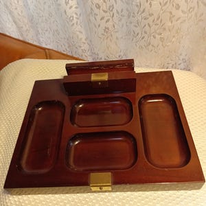 THE BOMBAY COMPANY Desk Valet Organizer Dark Wood/Brass Accent