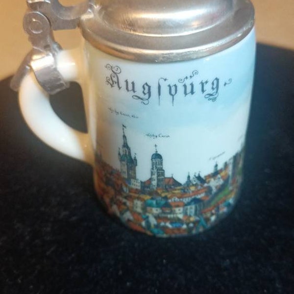 Vintage Schrobenhausen ERBO Zinn Mini Beer Stein/Pewter Lid - GERMANY