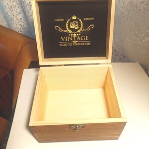 Rectangle Wood Limited-Edition Vintage "Aged to Perfection" EMPTY BOX