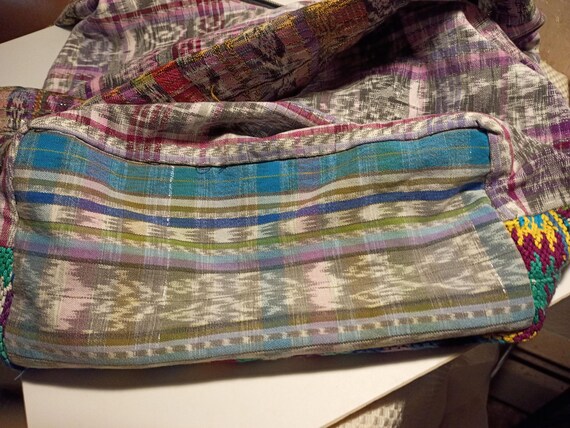 Large Handmade Crochet/Fabric Patchwork/Silver/Go… - image 7