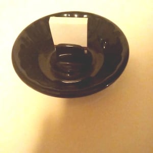 Vintage Round Black Ceramic (with MATCHOLDER IN CENTER) Cigarette Ashtray