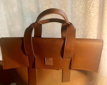TANGER Brown Faux Leather Ladies 2 Top Handle Handbag/Tote/Carryon/Overnight/Laptop