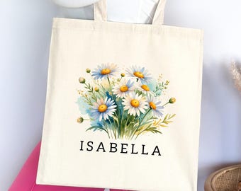 Personalized Birth Month Flower Tote Bag: Custom Cotton Canvas