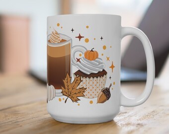 Pumpkin Spice Latte Coffee Mug - 15 oz Ceramic Fall Mug - Cozy PSL Seasonal Mug - Perfect Gift for Coffee Lovers
