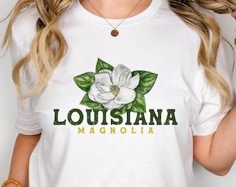 Louisiana Shirt, Floral Louisiana Magnolia T-shirt, Louisiana State Flower Shirt, Louisiana Flower Shirt, Louisiana Gift Souvenir